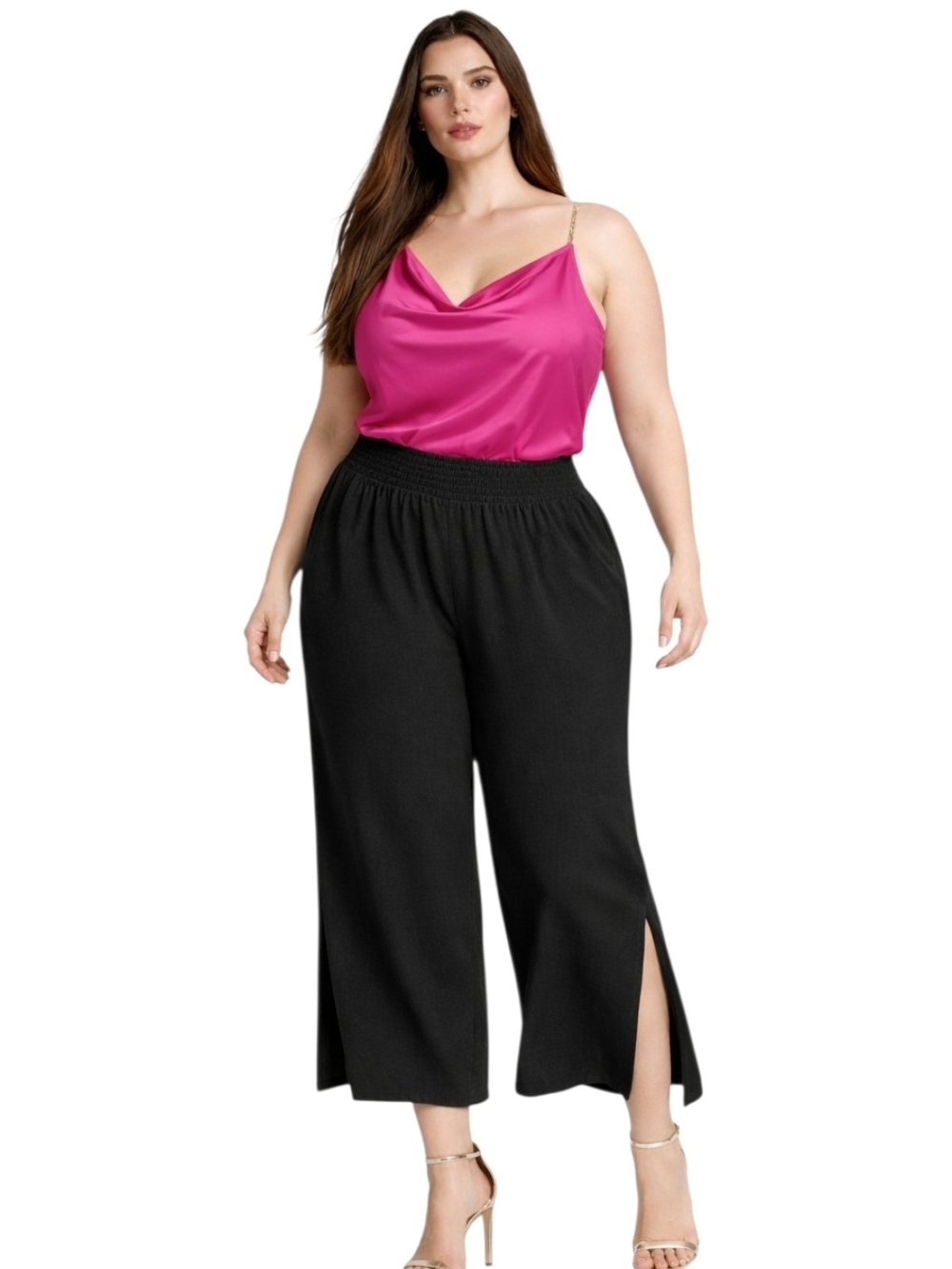 NWT. Time and Tru Plus Size Wide-Leg Cropped Pants in Black. Size XL 16/18
